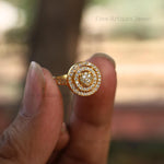Load image into Gallery viewer, Moissanite Duo Halo Wedding Ring: 14K Yellow Gold Solitaire