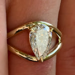 Load image into Gallery viewer, Pear Moissanite 14K Gold Ring – Teardrop Split Shank Anniversary Ring