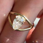Load image into Gallery viewer, Pear Moissanite 14K Gold Ring – Teardrop Split Shank Anniversary Ring