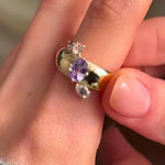 Load image into Gallery viewer, Lavender Sapphire Gold Cigar Band Ring, Rainbow Moonstone, 14k Solid Gold