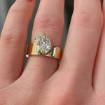 Load image into Gallery viewer, Oval Moissanite Wide Band Ring, 14K Yellow Gold, Unique Engagement Ring