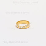 Load image into Gallery viewer, Moissanite Marquise 14k Gold Wedding Band, Deep Curved Stacking Chevron Ring