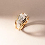 Load image into Gallery viewer, Moissanite Toi et Moi Ring - Cushion & Round Cut, 14K Gold Wedding Split Shank Band