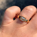 Load image into Gallery viewer, Emerald Cut Moissanite Wedding Band: 14k Yellow Gold Bezel Set Ring