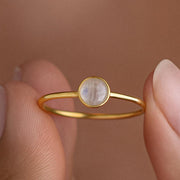 Sterling Silver Moonstone Ring: Dainty Promise Jewelry