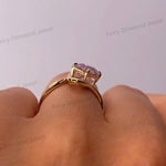 Load image into Gallery viewer, Radiant Cut Pink Sapphire Engagement Ring, 14k Yellow Gold Bridal Ring
