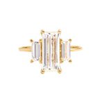 Load image into Gallery viewer, Baguette Moissanite Trilogy Ring: 18K Rose Gold Plated Promise Ring
