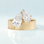 Load image into Gallery viewer, Pear Cut Moissanite 14K Yellow Gold Wedding Band: Unique Wide Teardrop Engagement Ring
