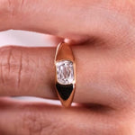 Load image into Gallery viewer, 18K Gold Moissanite Signet Ring: Chunky Bezel Set Wedding Band
