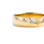 Load image into Gallery viewer, Marquise Moissanite Wedding Curved Wide Band: 14k Gold Diamond Chevron Stacking Engagement Ring
