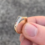 Load image into Gallery viewer, 14K Gold Rectangular Signet Ring, Blue Enamel Pinky Band, Minimalist Jewelry
