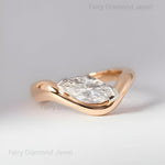 Load image into Gallery viewer, 14K Gold Marquise Moissanite Bypass Ring: Modern East-West Wave Engagement Band
