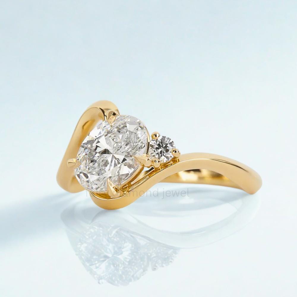 2 CT Oval Moissanite Engagement Ring Set, 14K Gold Wedding Bridal Set