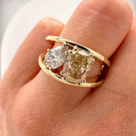 Load image into Gallery viewer, Moissanite Toi et Moi Ring - 14K Yellow Gold Two Stone Ring
