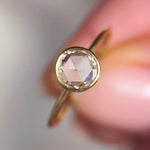 Load image into Gallery viewer, Rose Cut Moissanite Engagement Ring: 14K Gold Halo Bezel
