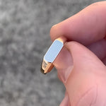 Load image into Gallery viewer, 14K Gold Rectangular Signet Ring, Blue Enamel Pinky Band, Minimalist Jewelry

