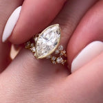 Load image into Gallery viewer, 14K Gold Marquise Cut Moissanite Engagement Solitaire Ring: Bezel Snowdrift Design
