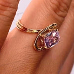 Load image into Gallery viewer, Radiant Cut Pink Sapphire Engagement Ring, 14k Yellow Gold Bridal Ring
