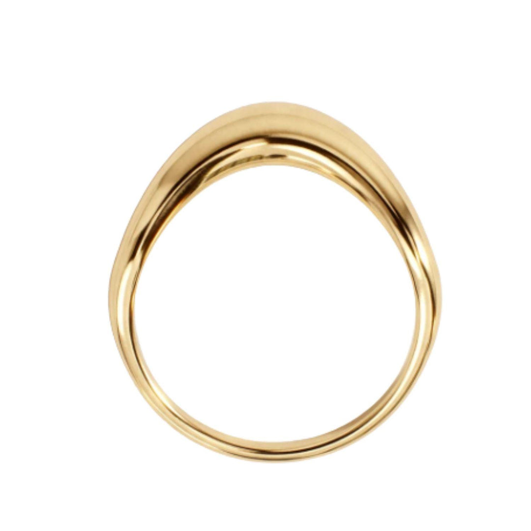 14K Gold Chevron Curved Dome Wedding Band, Chunky Amplify Silver 925 Stacking Engagement Ring