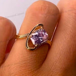 Load image into Gallery viewer, Radiant Cut Pink Sapphire Engagement Ring, 14k Yellow Gold Bridal Ring
