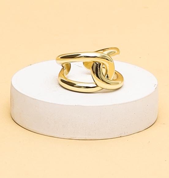14K Solid Gold Infinity Knot Ring, Wide Band Promise Ring