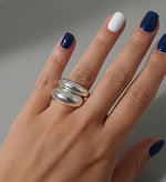 Load image into Gallery viewer, Handmade Sterling Silver Dome Ring Set - Chunky Stackable Art Deco Band
