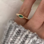 Load image into Gallery viewer, Marquise Emerald Signet Ring, Bezel Set 14K Gold Solitaire Band
