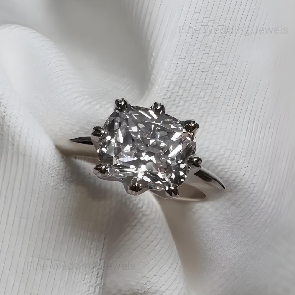 Cushion Moissanite East West Ring: 14k Gold Solitaire Engagement Band
