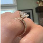 Load image into Gallery viewer, Princess Cut Moissanite Engagement Ring: 10K Rose Gold Solitaire with Diamond Prongs

