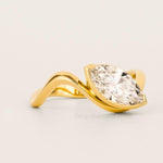 Load image into Gallery viewer, Marquise Moissanite Engagement Promise Ring: East-West 14k Yellow Gold Wedding Band
