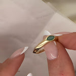 Load image into Gallery viewer, Marquise Emerald Signet Ring, Bezel Set 14K Gold Solitaire Band
