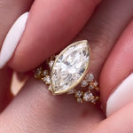 Load image into Gallery viewer, 14K Gold Marquise Cut Moissanite Engagement Solitaire Ring: Bezel Snowdrift Design
