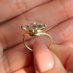 Load image into Gallery viewer, East West Marquise Moissanite Ring, Wavy 14k Gold Band, Unique Solitaire Engagement
