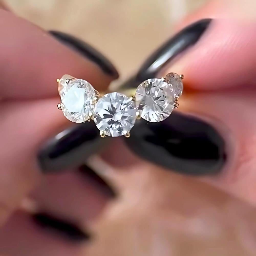 Chevron Moissanite Wedding Band: 10K Gold Five Stone Stacking Ring