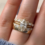 Load image into Gallery viewer, Marquise Moissanite Wedding Ring Set of 3: 14K Gold Lab Grown Diamond Curved Wide Solitaire Engagement Promise Ring
