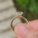 Load image into Gallery viewer, 14K Gold Pear Moissanite Ring: Floral Basket Hidden Halo Engagement
