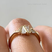 Trillion Moissanite Heartbeat Ring: 14k Yellow Gold Diamond Engagement Ring