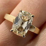Load image into Gallery viewer, Champagne Moissanite Engagement Ring: 14k Yellow Gold Antique Hidden Halo
