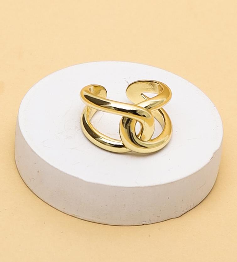 14K Solid Gold Infinity Knot Ring, Wide Band Promise Ring