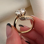 Load image into Gallery viewer, 14k Yellow Gold Swirl Engagement Ring: 2.0 CT Moissanite Solitaire
