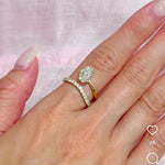 Load image into Gallery viewer, Oval Moissanite Engagement Ring: 14K White Gold Wrap Band, Zircon Pave
