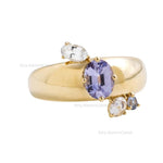 Load image into Gallery viewer, Lavender Sapphire Gold Cigar Band Ring, Rainbow Moonstone, 14k Solid Gold
