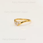 Load image into Gallery viewer, Pear Cut Moissanite Chevron Wedding Band, 14K Yellow Gold Trilogy Stacking Engagement Curved Ring
