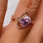 Load image into Gallery viewer, Radiant Cut Pink Sapphire Engagement Ring, 14k Yellow Gold Bridal Ring
