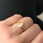 Load image into Gallery viewer, East West Marquise Moissanite Diamond Ring Set, 14K Yellow Gold Bypass Wedding Anniversary Ring
