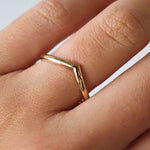 Load image into Gallery viewer, Chevron V Stacking Ring: 925 Silver Gold Plated Victoria Wedding Band
