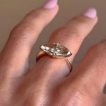 Load image into Gallery viewer, Champagne Marquise Moissanite Ring: 14k Gold East West Engagement Band
