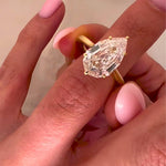 Load image into Gallery viewer, 2CT Pear Moissanite Wedding Ring: 14K Gold Prong Halo, Solid Silver Band
