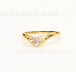 Load image into Gallery viewer, Pear Cut Moissanite Chevron Wedding Band, 14K Yellow Gold Trilogy Stacking Engagement Curved Ring

