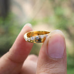 Load image into Gallery viewer, Moissanite Marquise 14k Gold Wedding Band, Deep Curved Stacking Chevron Ring
